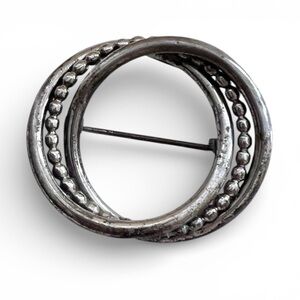 Beau Vintage Sterling Silver 925 Intertwined Circle Brooch Pin